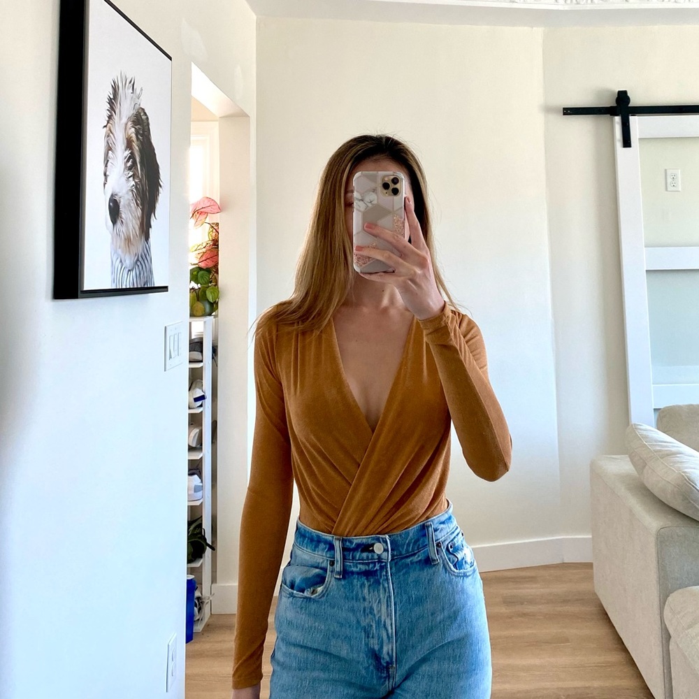 Windsor Rust Brown Long Sleeve Body Suit XS